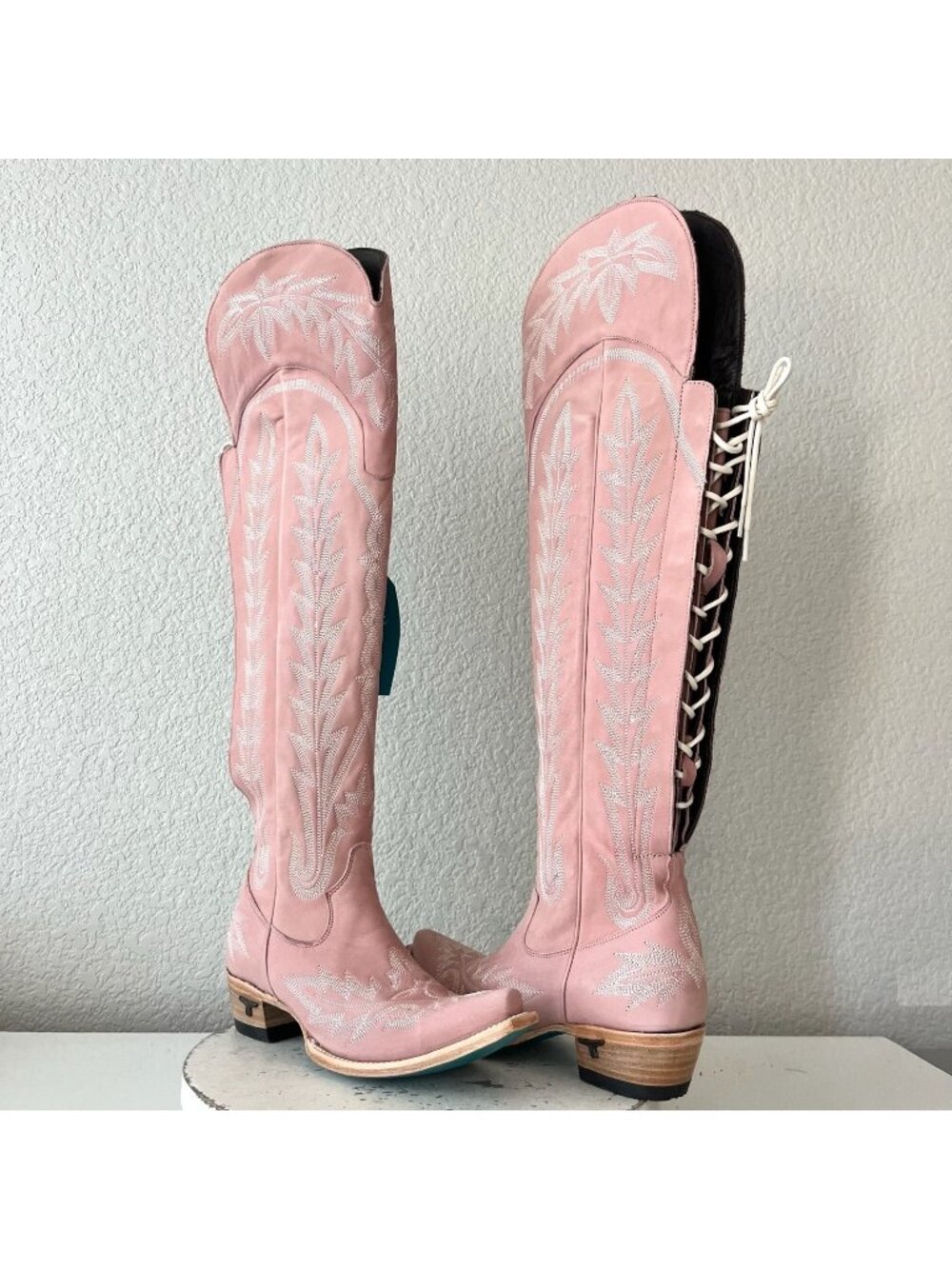 Lane LEXINGTON Over the Knee Pink Cowboy Boots Western Cowgirl Snip Toe Tall 7.5